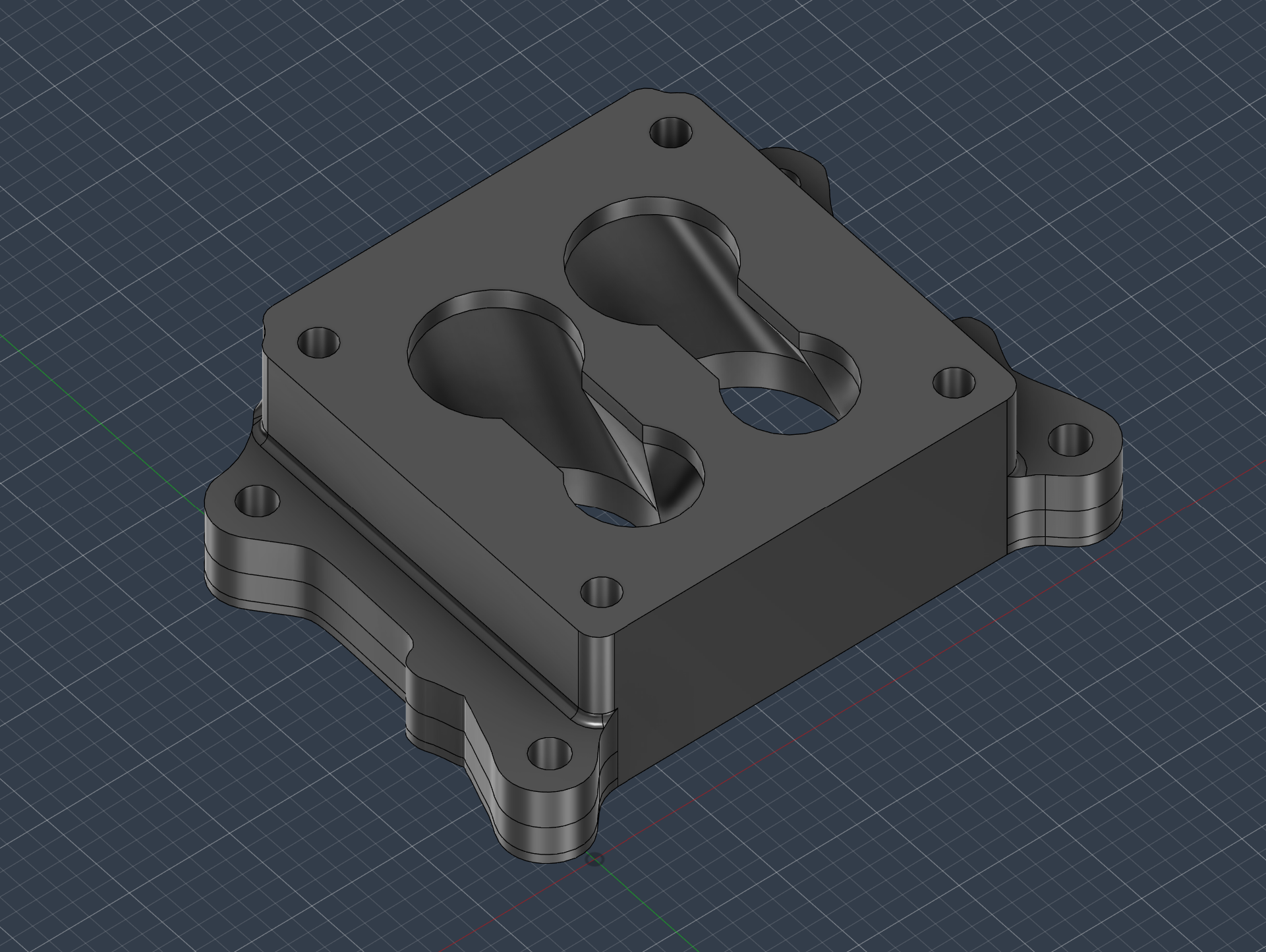 CAD rendering of the custom Holley Sniper to Mazda 12A rotary intake adapter